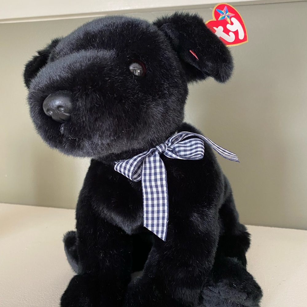 Large Retired Ty beanie buddy, Luke the black lab.
